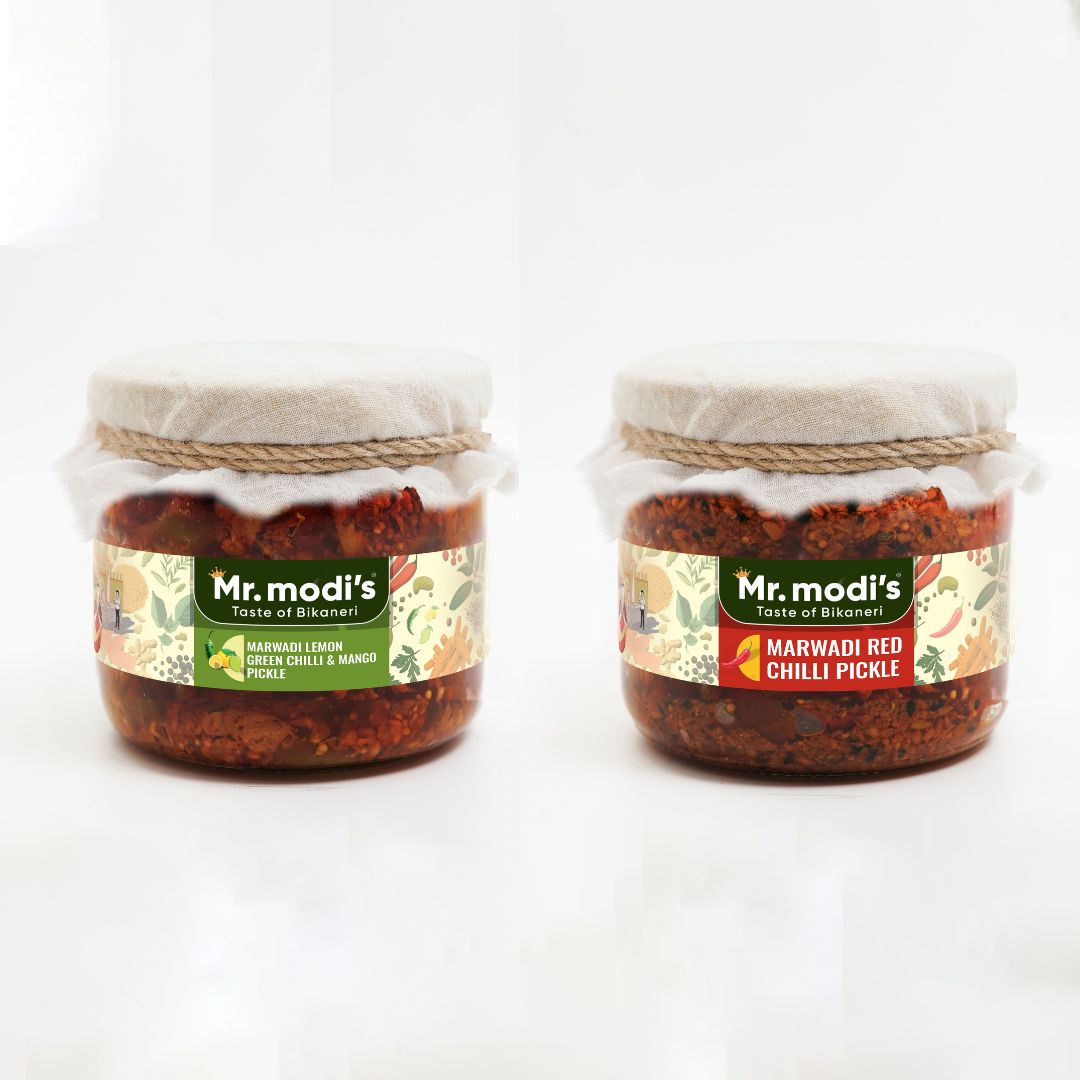Spice Storm Combo – Red Chilli + Lemon-Green Chilli-Mango Pickle